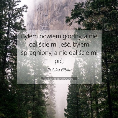 Picture 07 - Mateusza 25:42 POLUBG - Byłem bowiem głodny, a nie daliście mi jeść, - Bible Verse Picture