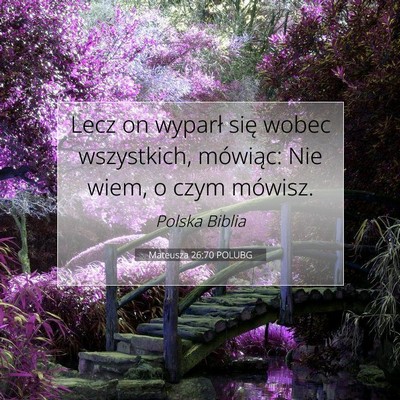 Picture 07 - Mateusza 26:70 POLUBG - Lecz on wyparł się wobec wszystkich, mówiąc: - Bible Verse Picture