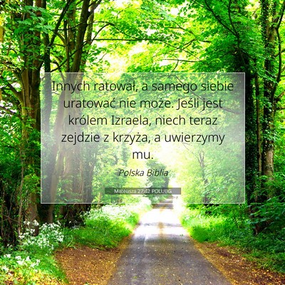 Picture 07 - Mateusza 27:42 POLUBG - Innych ratował, a samego siebie uratować nie - Bible Verse Picture