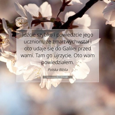 Picture 07 - Mateusza 28:7 POLUBG - Idźcie szybko i powiedzcie jego uczniom, że - Bible Verse Picture
