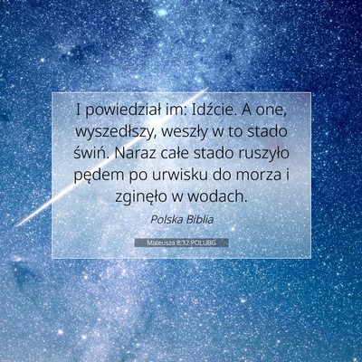Picture 07 - Mateusza 8:32 POLUBG - I powiedział im: Idźcie. A one, wyszedłszy, - Bible Verse Picture