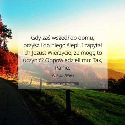 Picture 07 - Mateusza 9:28 POLUBG - Gdy zaś wszedł do domu, przyszli do niego - Bible Verse Picture
