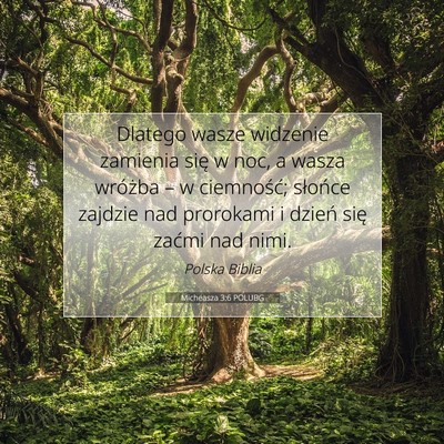 Picture 07 - Micheasza 3:6 POLUBG - Dlatego wasze widzenie zamienia się w noc, a - Bible Verse Picture