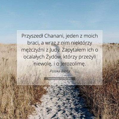 Picture 07 - Nehemiasza 1:2 POLUBG - Przyszedł Chanani, jeden z moich braci, a wraz z - Bible Verse Picture