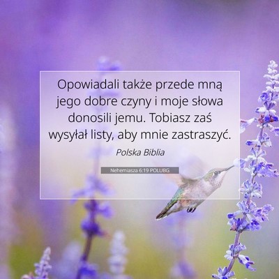 Picture 07 - Nehemiasza 6:19 POLUBG - Opowiadali także przede mną jego dobre czyny i - Bible Verse Picture