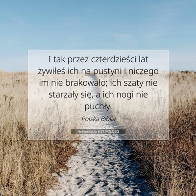 Picture 07 - Nehemiasza 9:21 POLUBG - I tak przez czterdzieści lat żywiłeś ich na - Bible Verse Picture