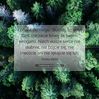 Picture 07 - Powtórzonego 20:3 POLUBG - I powie do niego: Słuchaj, Izraelu! Dziś - Bible Verse Picture