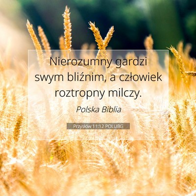 Picture 07 - Przysłów 11:12 POLUBG - Nierozumny gardzi swym bliźnim, a człowiek - Bible Verse Picture