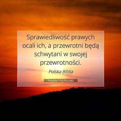 Picture 07 - Przysłów 11:6 POLUBG - Sprawiedliwość prawych ocali ich, a przewrotni - Bible Verse Picture