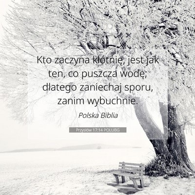 Picture 07 - Przysłów 17:14 POLUBG - Kto zaczyna kłótnię, jest jak ten, co puszcza - Bible Verse Picture