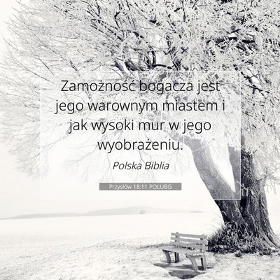 Picture 07 - Przysłów 18:11 POLUBG - Zamożność bogacza jest jego warownym miastem i - Bible Verse Picture