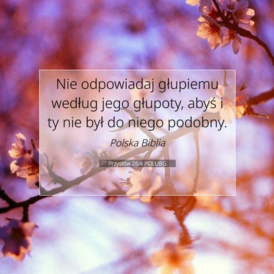 Picture 07 - Przysłów 26:4 POLUBG - Nie odpowiadaj głupiemu według jego głupoty, - Bible Verse Picture