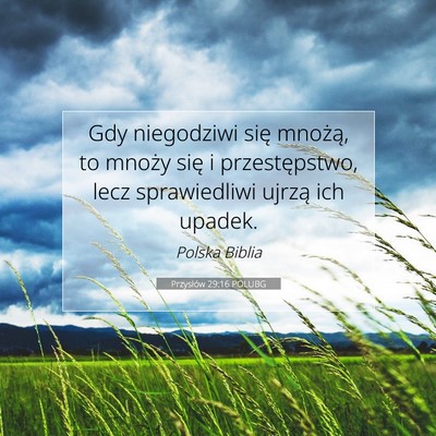 Picture 07 - Przysłów 29:16 POLUBG - Gdy niegodziwi się mnożą, to mnoży się i - Bible Verse Picture