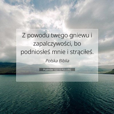 Picture 07 - Psalmów 102:10 POLUBG - Z powodu twego gniewu i zapalczywości, bo - Bible Verse Picture