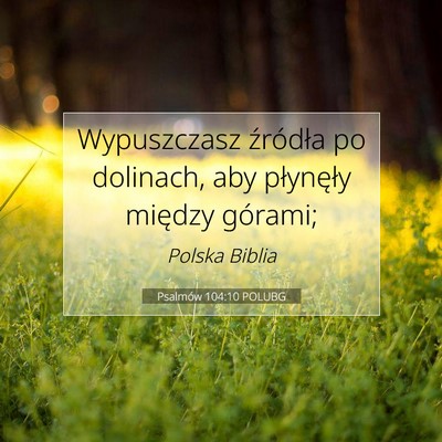 Picture 07 - Psalmów 104:10 POLUBG - Wypuszczasz źródła po dolinach, aby płynęły - Bible Verse Picture