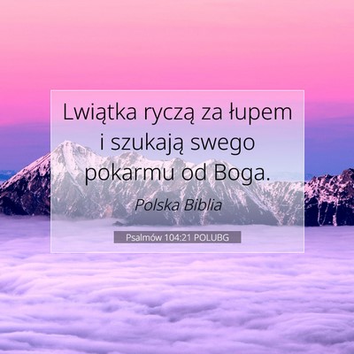 Picture 07 - Psalmów 104:21 POLUBG - Lwiątka ryczą za łupem i szukają swego - Bible Verse Picture