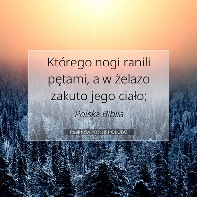 Picture 07 - Psalmów 105:18 POLUBG - Którego nogi ranili pętami, a w żelazo zakuto - Bible Verse Picture