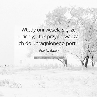 Picture 07 - Psalmów 107:30 POLUBG - Wtedy oni weselą się, że ucichły; i tak - Bible Verse Picture