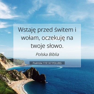 Picture 07 - Psalmów 119:147 POLUBG - Wstaję przed świtem i wołam, oczekuję na - Bible Verse Picture