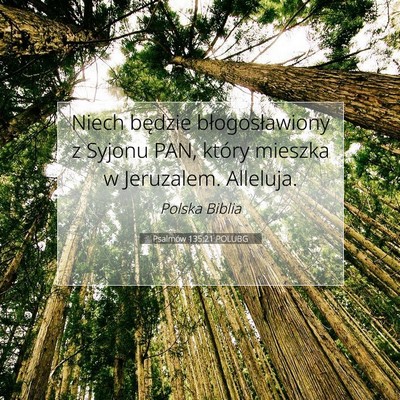 Picture 07 - Psalmów 135:21 POLUBG - Niech będzie błogosławiony z Syjonu PAN, - Bible Verse Picture