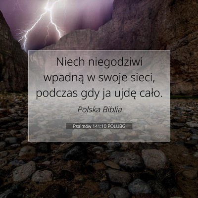 Picture 07 - Psalmów 141:10 POLUBG - Niech niegodziwi wpadną w swoje sieci, podczas - Bible Verse Picture