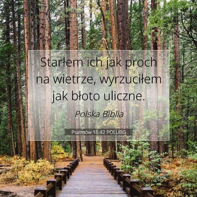 Picture 07 - Psalmów 18:42 POLUBG - Starłem ich jak proch na wietrze, wyrzuciłem - Bible Verse Picture