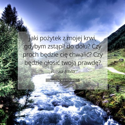 Picture 07 - Psalmów 30:9 POLUBG - Jaki pożytek z mojej krwi, gdybym zstąpił do - Bible Verse Picture