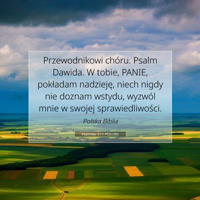 Picture 07 - Psalmów 31:1 POLUBG - Przewodnikowi chóru. Psalm Dawida. W tobie, - Bible Verse Picture