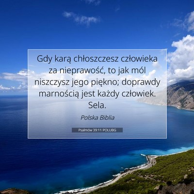Picture 07 - Psalmów 39:11 POLUBG - Gdy karą chłoszczesz człowieka za - Bible Verse Picture