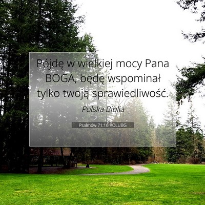 Picture 07 - Psalmów 71:16 POLUBG - Pójdę w wielkiej mocy Pana BOGA, będę - Bible Verse Picture