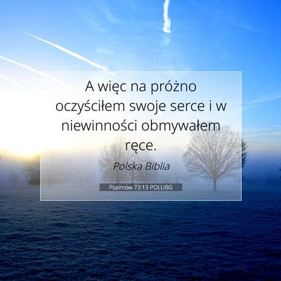 Picture 07 - Psalmów 73:13 POLUBG - A więc na próżno oczyściłem swoje serce i w - Bible Verse Picture