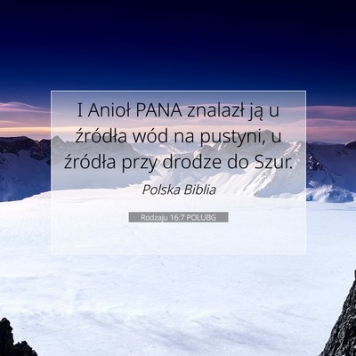 Picture 07 - Rodzaju 16:7 POLUBG - I Anioł PANA znalazł ją u źródła wód na - Bible Verse Picture