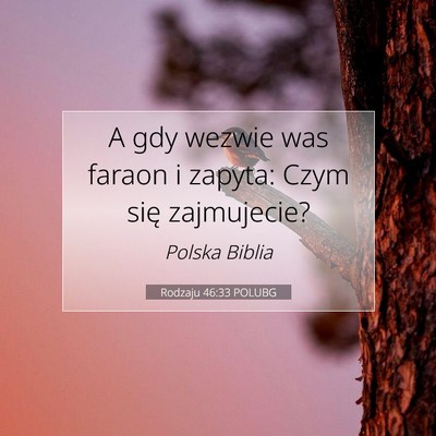 Picture 07 - Rodzaju 46:33 POLUBG - A gdy wezwie was faraon i zapyta: Czym się - Bible Verse Picture