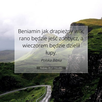 Picture 07 - Rodzaju 49:27 POLUBG - Beniamin jak drapieżny wilk, rano będzie jeść - Bible Verse Picture