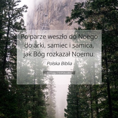 Picture 07 - Rodzaju 7:9 POLUBG - Po parze weszło do Noego do arki, samiec i - Bible Verse Picture
