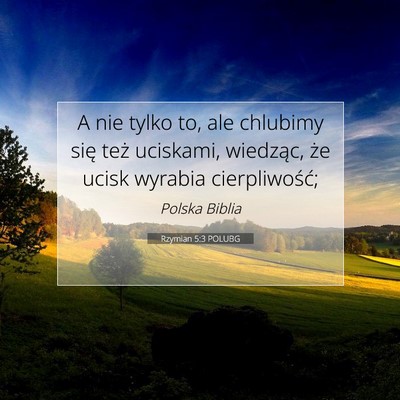 Picture 07 - Rzymian 5:3 POLUBG - A nie tylko to, ale chlubimy się też uciskami, - Bible Verse Picture