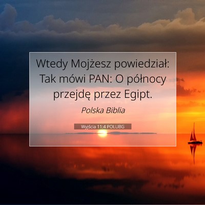 Picture 07 - Wyjścia 11:4 POLUBG - Wtedy Mojżesz powiedział: Tak mówi PAN: O - Bible Verse Picture