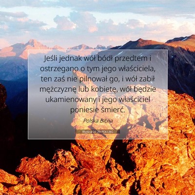 Picture 07 - Wyjścia 21:29 POLUBG - Jeśli jednak wół bódł przedtem i ostrzegano - Bible Verse Picture