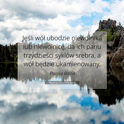 Picture 07 - Wyjścia 21:32 POLUBG - Jeśli wół ubodzie niewolnika lub niewolnicę, - Bible Verse Picture
