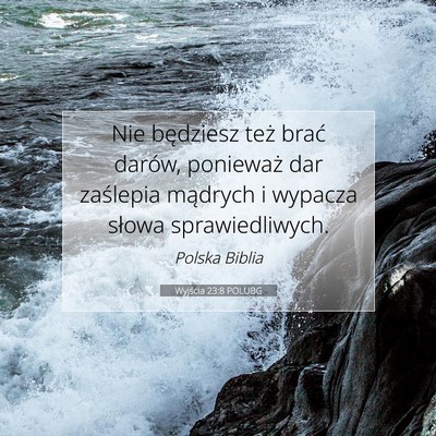 Picture 07 - Wyjścia 23:8 POLUBG - Nie będziesz też brać darów, ponieważ dar - Bible Verse Picture