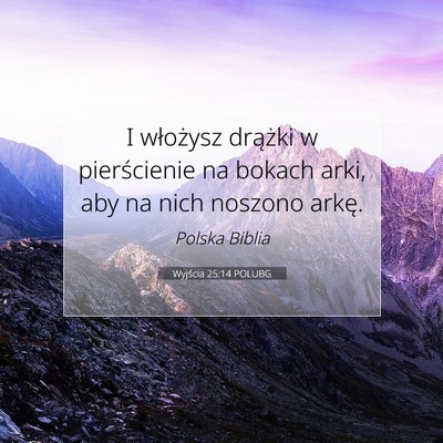 Picture 07 - Wyjścia 25:14 POLUBG - I włożysz drążki w pierścienie na bokach - Bible Verse Picture