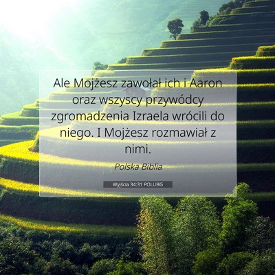 Picture 07 - Wyjścia 34:31 POLUBG - Ale Mojżesz zawołał ich i Aaron oraz wszyscy - Bible Verse Picture