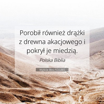 Picture 07 - Wyjścia 38:6 POLUBG - Porobił również drążki z drewna akacjowego i - Bible Verse Picture