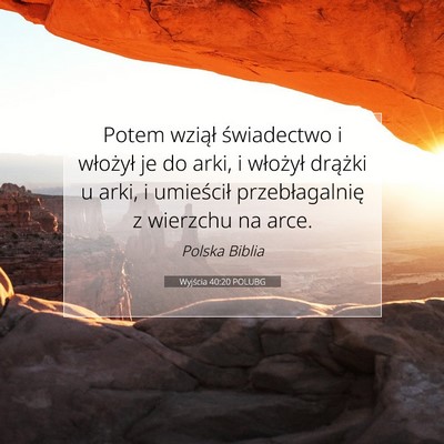 Picture 07 - Wyjścia 40:20 POLUBG - Potem wziął świadectwo i włożył je do arki, - Bible Verse Picture
