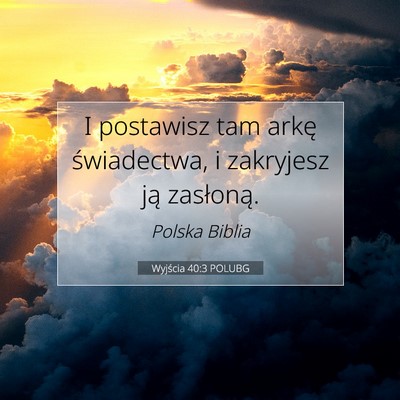 Picture 07 - Wyjścia 40:3 POLUBG - I postawisz tam arkę świadectwa, i zakryjesz - Bible Verse Picture