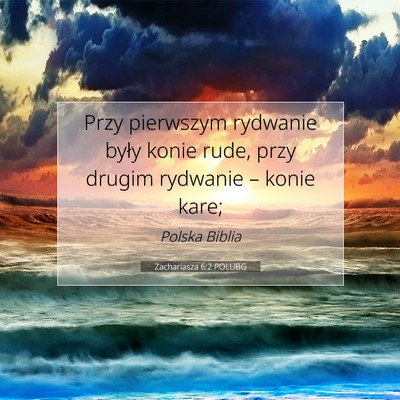 Picture 07 - Zachariasza 6:2 POLUBG - Przy pierwszym rydwanie były konie rude, przy - Bible Verse Picture