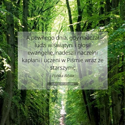 Picture 07 - Łukasza 20:1 POLUBG - A pewnego dnia, gdy nauczał ludzi w świątyni i - Bible Verse Picture