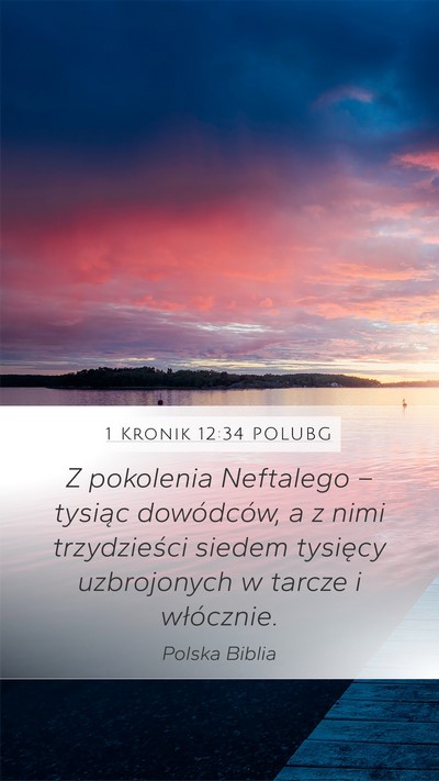 1 Kronik 12:34 POLUBG Mobile Phone Wallpaper - Z pokolenia Neftalego – tysiąc dowódców, a z - Mobile Bible Verse Wallpaper