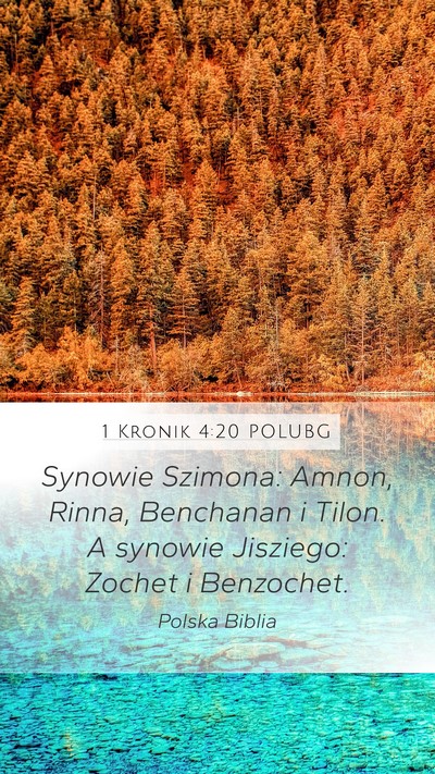 1 Kronik 4:20 POLUBG Mobile Phone Wallpaper - Synowie Szimona: Amnon, Rinna, Benchanan i Tilon. - Mobile Bible Verse Wallpaper