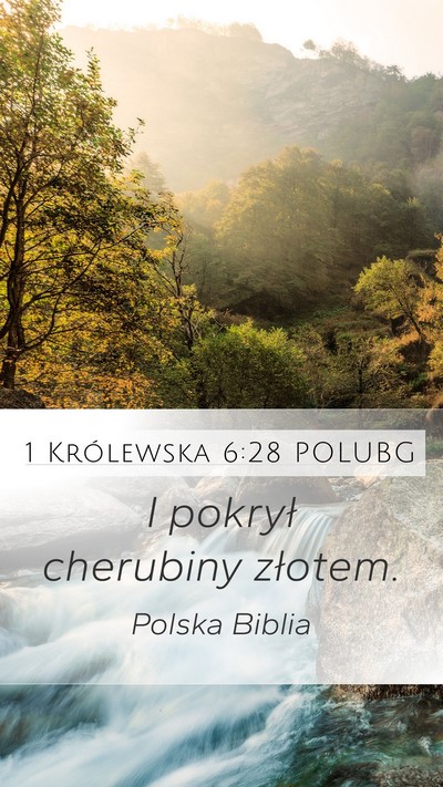 1 Królewska 6:28 POLUBG Mobile Phone Wallpaper - I pokrył cherubiny - Mobile Bible Verse Wallpaper